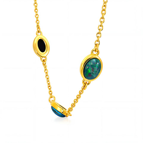 Triplet Opal Bracelet in Gold Plated Stainless Steel - Multicolour