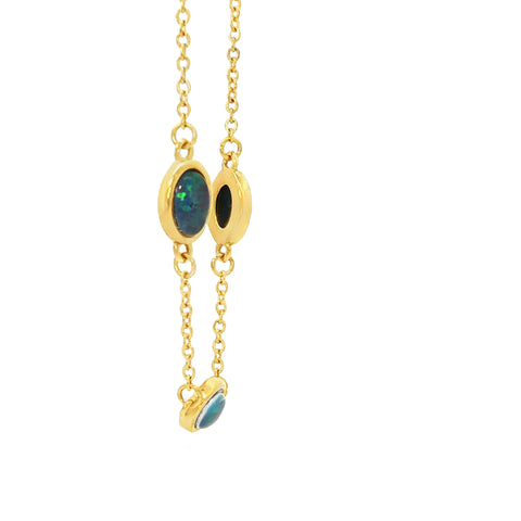 Triplet Opal Bracelet in Gold Plated Stainless Steel - Multicolour