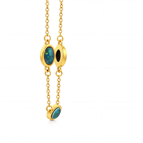 Triplet Opal Bracelet in Gold Plated Stainless Steel - Multicolour - Australian Opal Cutters and Pearl Divers