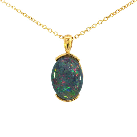 Triplet Opal Pendant in Gold Plated Stainless Steel - Multicolour