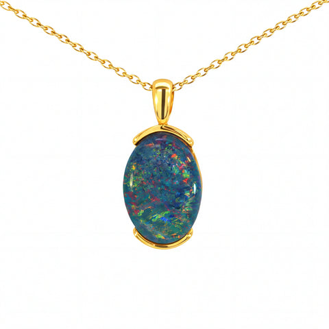 Triplet Opal Pendant in Gold Plated Stainless Steel - Multicolour