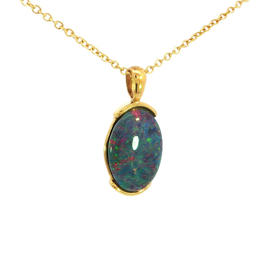 Triplet Opal Pendant in Gold Plated Stainless Steel - Multicolour