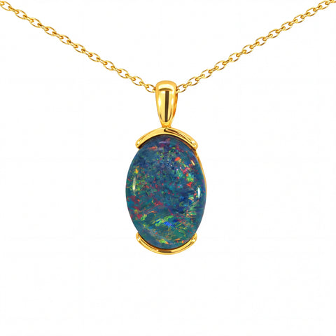 Triplet Opal Pendant in Gold Plated Stainless Steel - Multicolour - Australian Opal Cutters and Pearl Divers