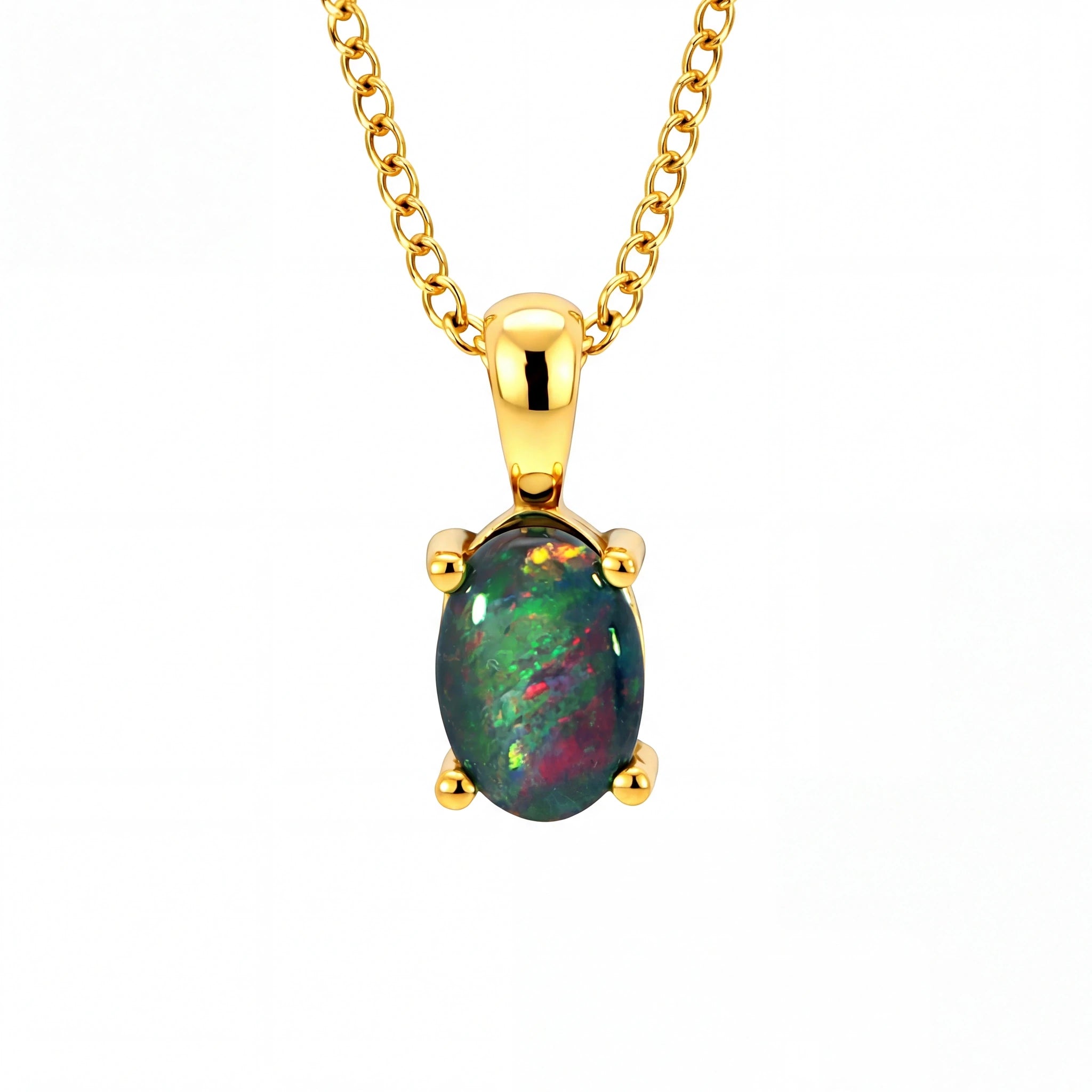 Triplet Opal Pendant set in Gold Plated Stainless Steel - Multicolour - Australian Opal Cutters and Pearl Divers