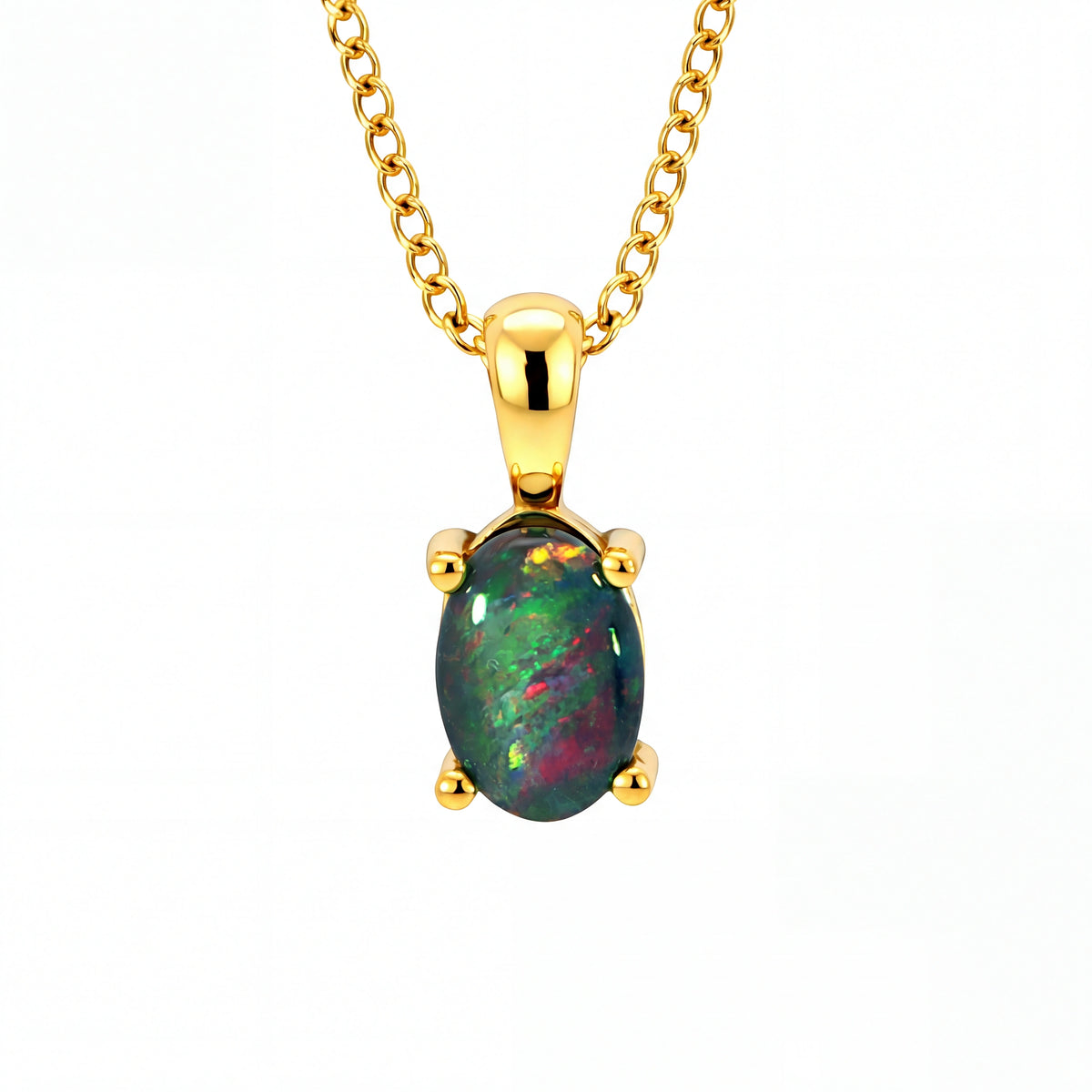 Triplet Opal Pendant set in Gold Plated Stainless Steel - Multicolour