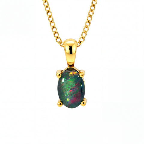 Triplet Opal Pendant set in Gold Plated Stainless Steel - Multicolour