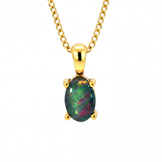 Triplet Opal Pendant set in Gold Plated Stainless Steel - Multicolour - Australian Opal Cutters and Pearl Divers