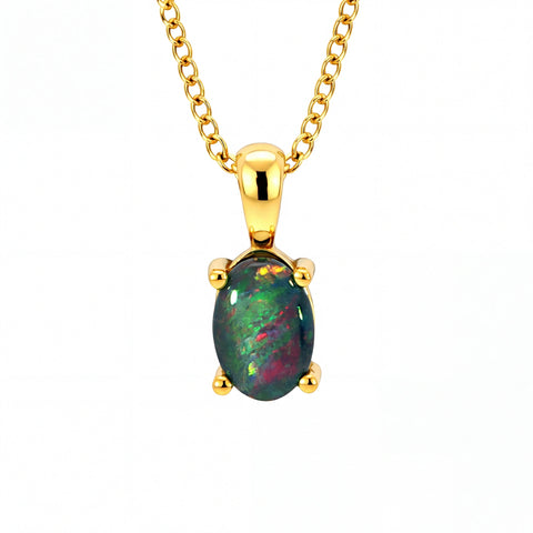 Triplet Opal Pendant set in Gold Plated Stainless Steel - Multicolour - Australian Opal Cutters and Pearl Divers