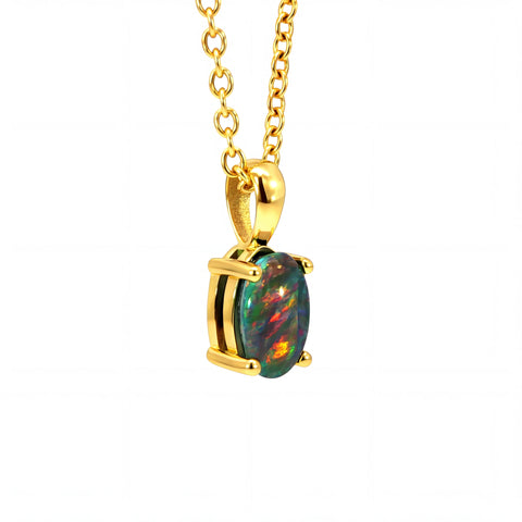 Triplet Opal Pendant set in Gold Plated Stainless Steel - Multicolour