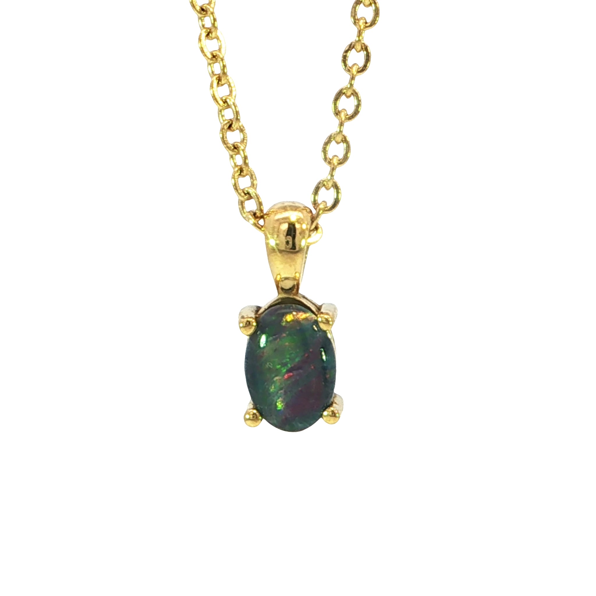 Triplet Opal Pendant set in Gold Plated Stainless Steel - Multicolour