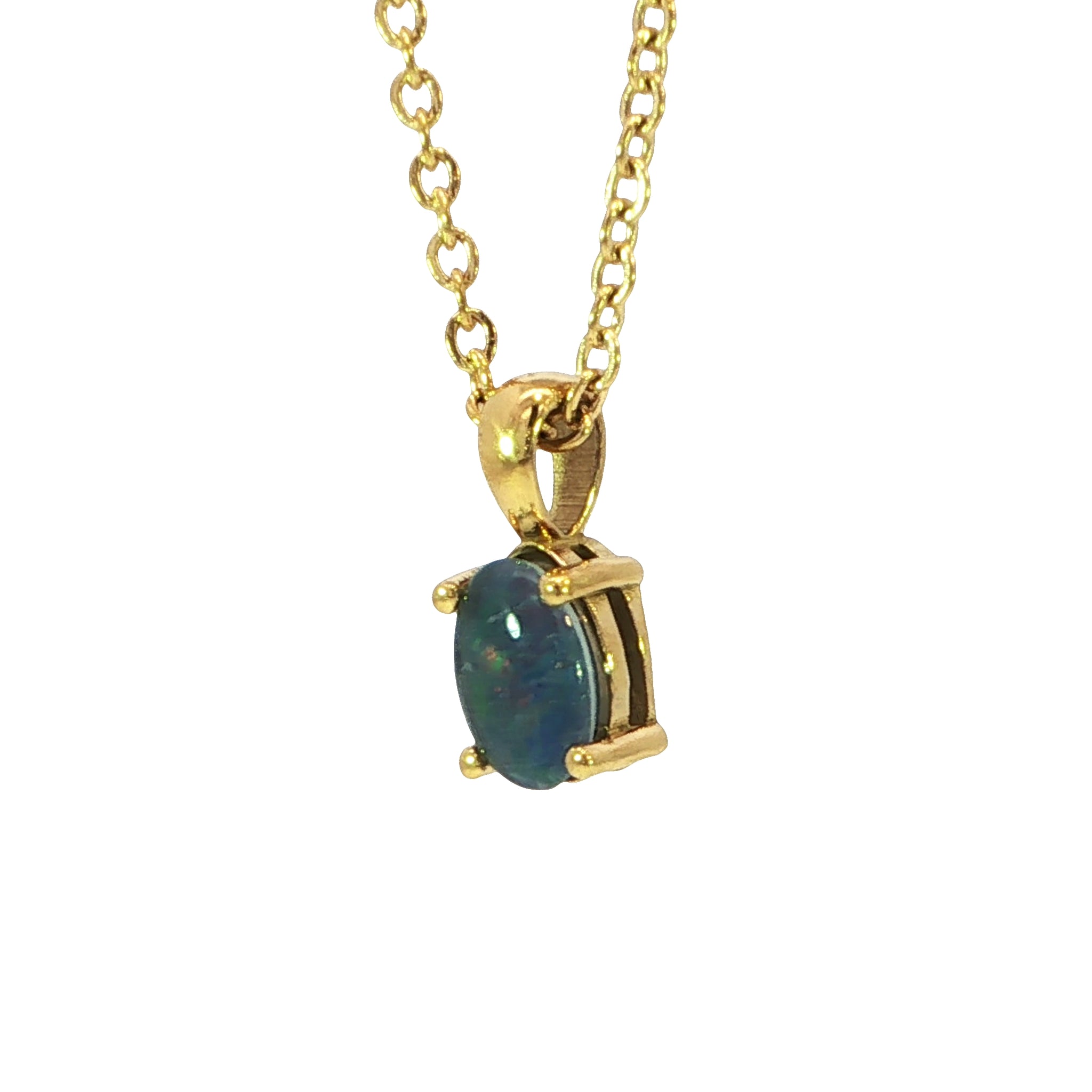 Triplet Opal Pendant set in Gold Plated Stainless Steel - Multicolour