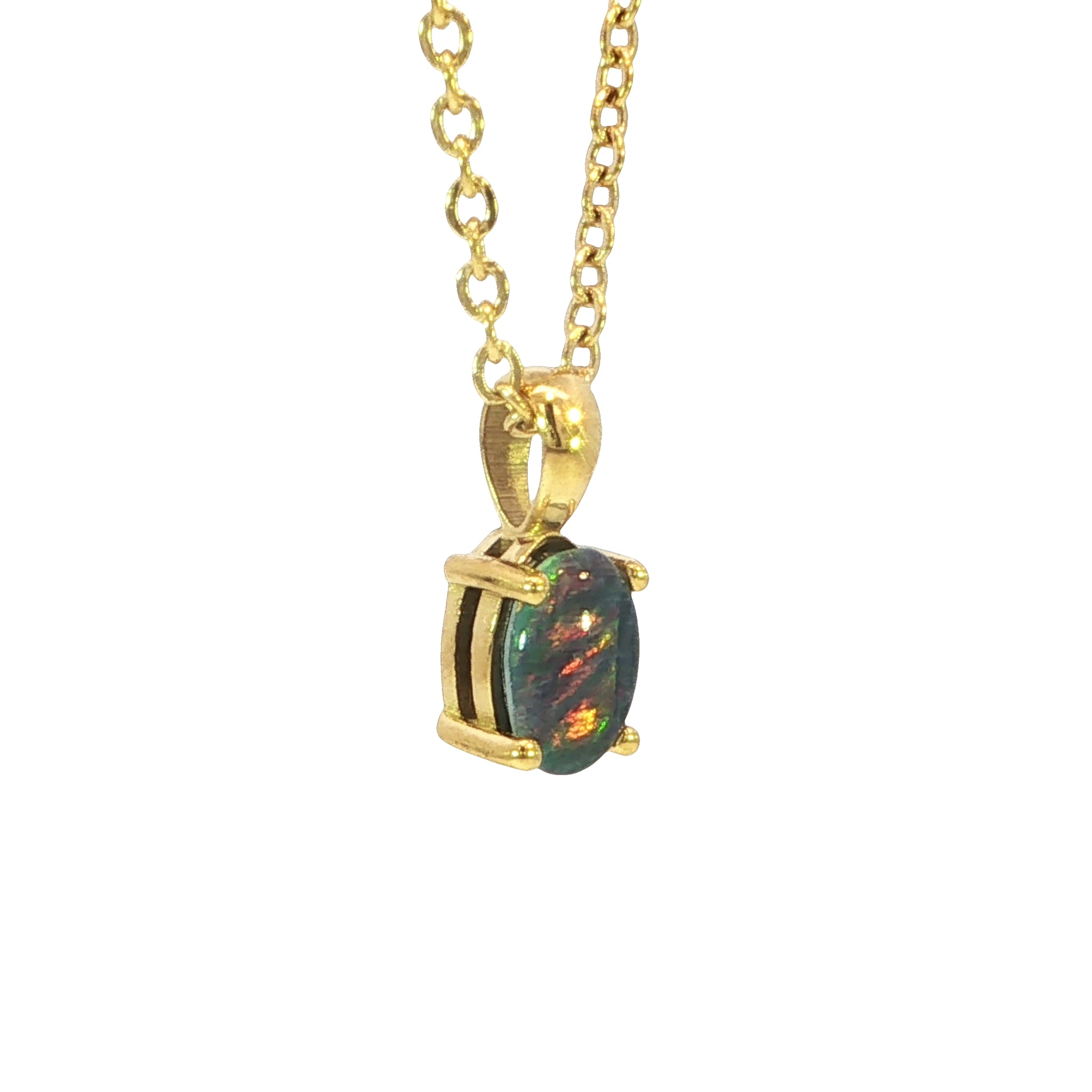 Triplet Opal Pendant set in Gold Plated Stainless Steel - Multicolour