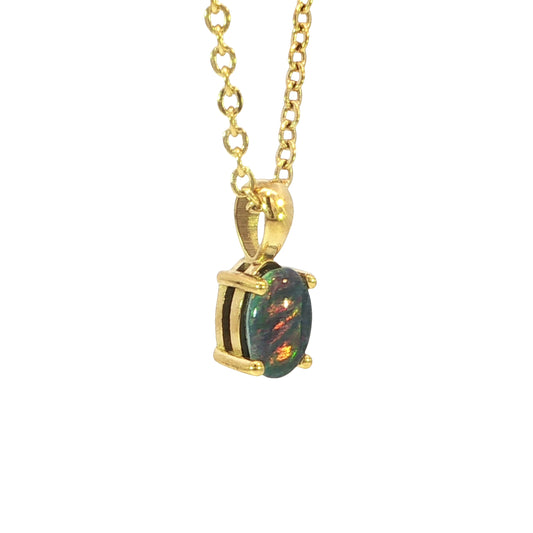 Triplet Opal Pendant set in Gold Plated Stainless Steel - Multicolour
