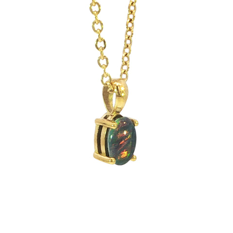 Triplet Opal Pendant set in Gold Plated Stainless Steel - Multicolour