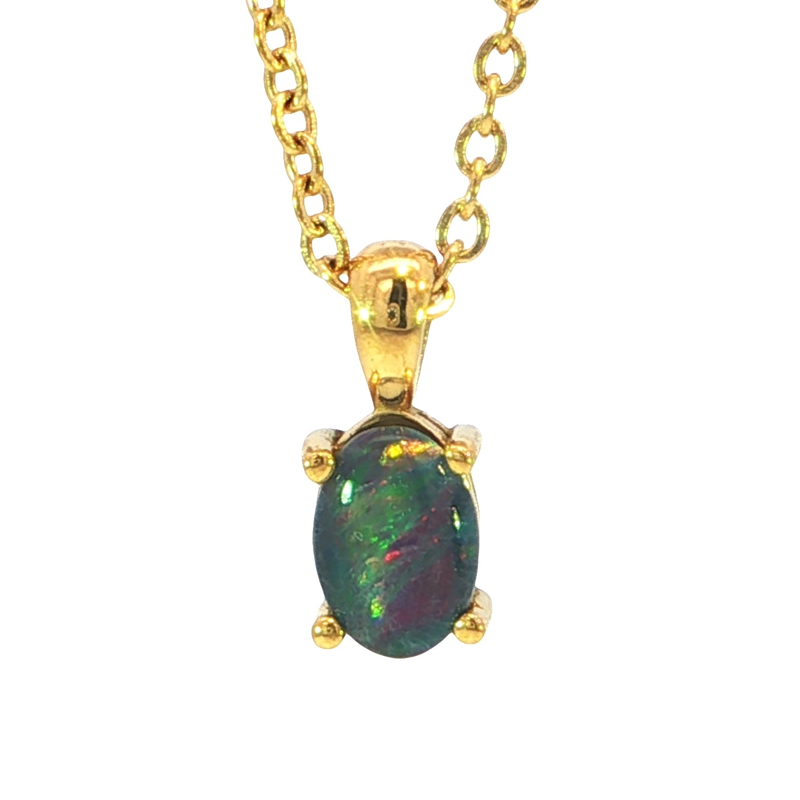 Triplet Opal Pendant set in Gold Plated Stainless Steel - Multicolour
