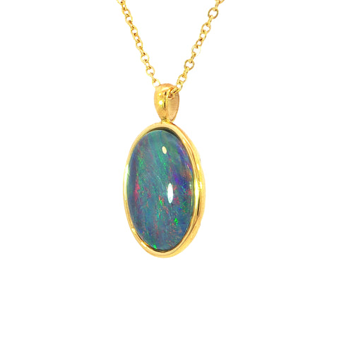 Triplet Opal Pendant set in Gold Plated Stainless Steel - Multicolour