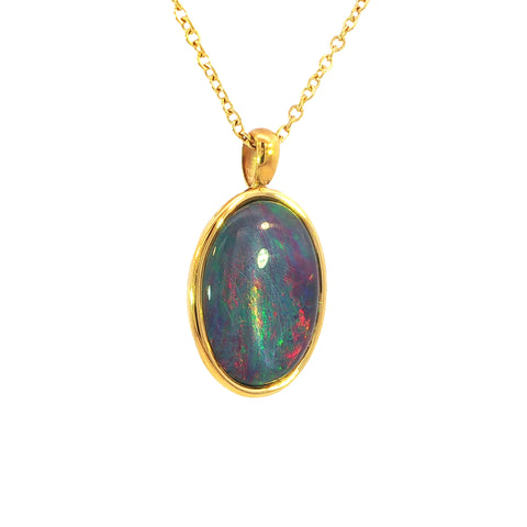 Triplet Opal Pendant set in Gold Plated Stainless Steel - Multicolour
