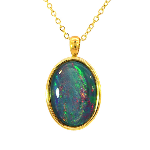 Triplet Opal Pendant set in Gold Plated Stainless Steel - Multicolour