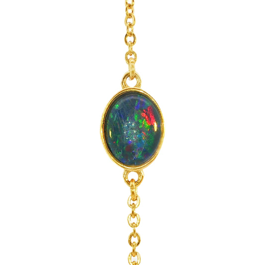 Triplet Opal Bracelet in Gold Plated Stainless Steel - Multicolour