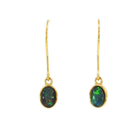 Triplet Opal Earrings in Gold Plated Stainless Steel - Multicolour
