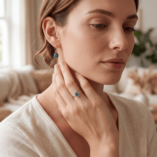 Opal Ring & Earrings Set - Australian Opal Cutters and Pearl Divers