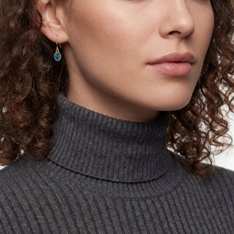 Triplet Opal Earrings in Gold Plated Stainless Steel - Multicolour - Australian Opal Cutters and Pearl Divers