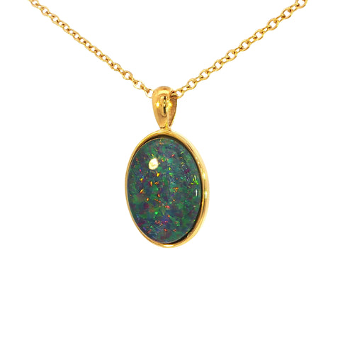 Triplet Opal Pendant set in Gold Plated Stainless Steel - Multicolour