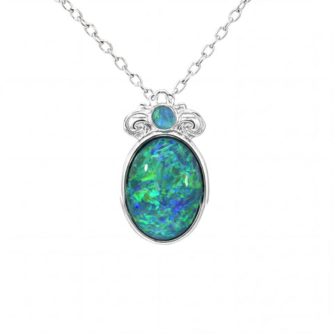 Triplet Opal Brooch set in Sterling Silver - Multicolour