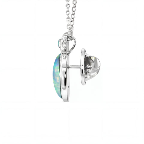Triplet Opal Brooch set in Sterling Silver - Multicolour