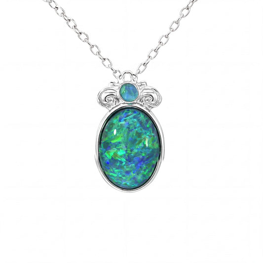 Triplet Opal Brooch set in Sterling Silver - Multicolour - Australian Opal Cutters and Pearl Divers
