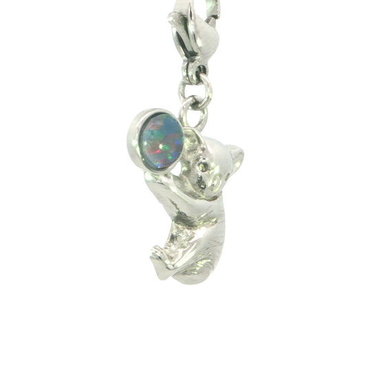 Triplet Opal Koala Charm set in Stainless Steel
