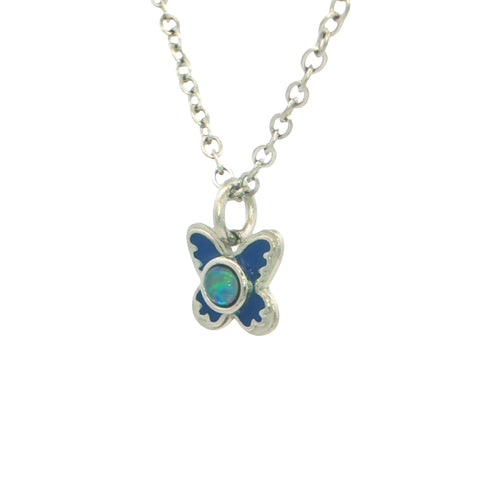 Triplet Opal Butterfly Pendant set in Stainless Steel - Multicolour