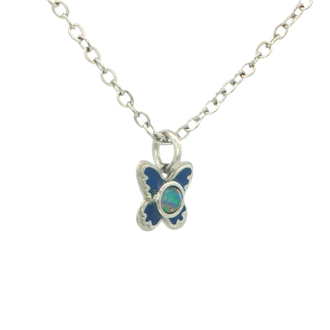 Triplet Opal Butterfly Pendant set in Stainless Steel - Multicolour
