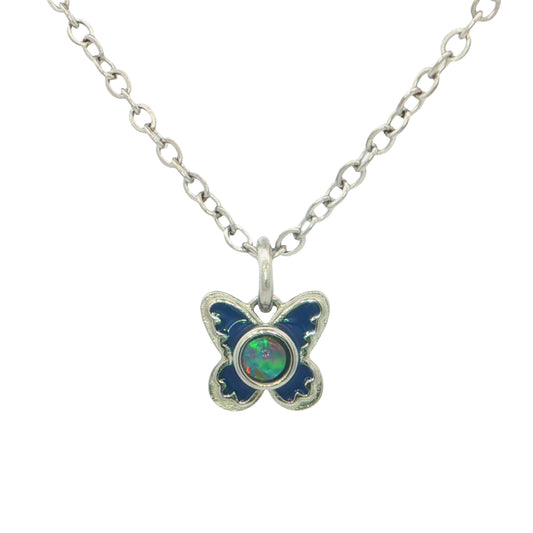 Triplet Opal Butterfly Pendant set in Stainless Steel - Multicolour