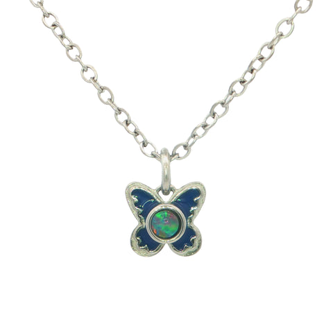 Triplet Opal Butterfly Pendant set in Stainless Steel - Multicolour