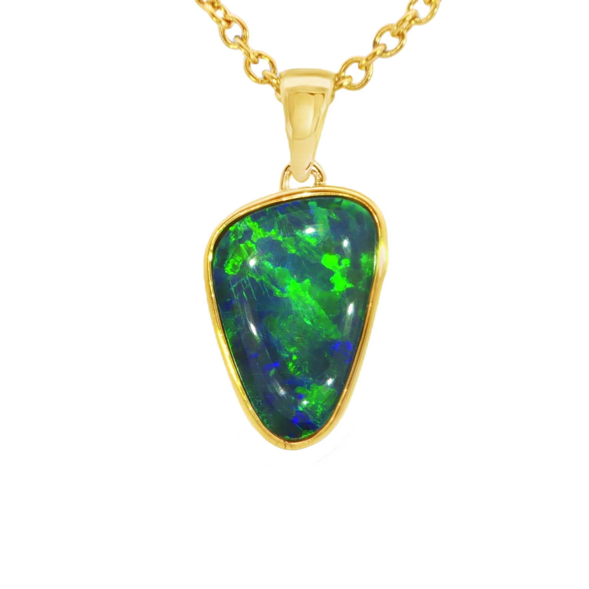 Australian Doublet Opal Pendant in Gold Plated Sterling Silver - Green-Blue - Australian Opal Cutters and Pearl Divers