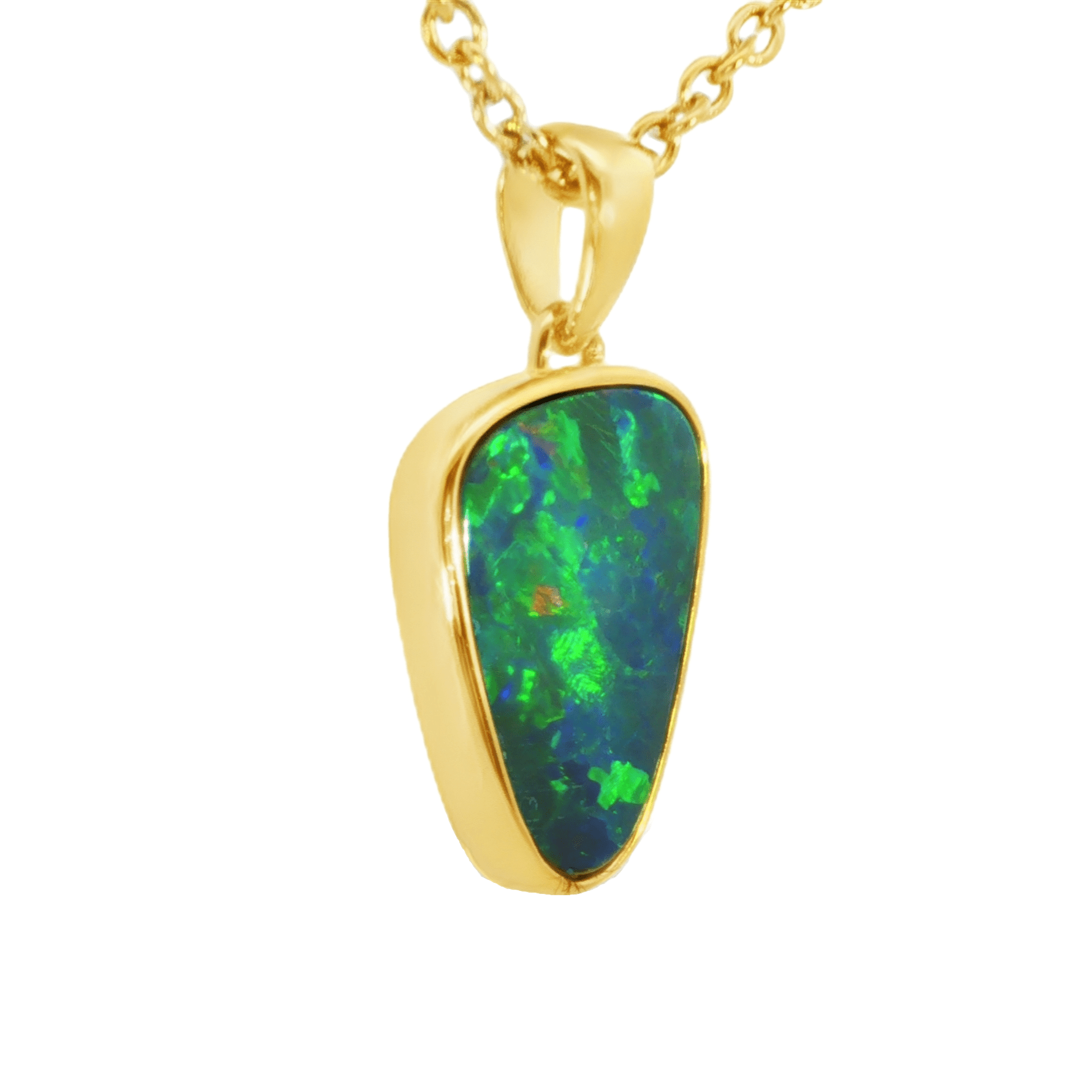 Australian Doublet Opal Pendant in Gold Plated Sterling Silver - Green-Blue - Australian Opal Cutters and Pearl Divers