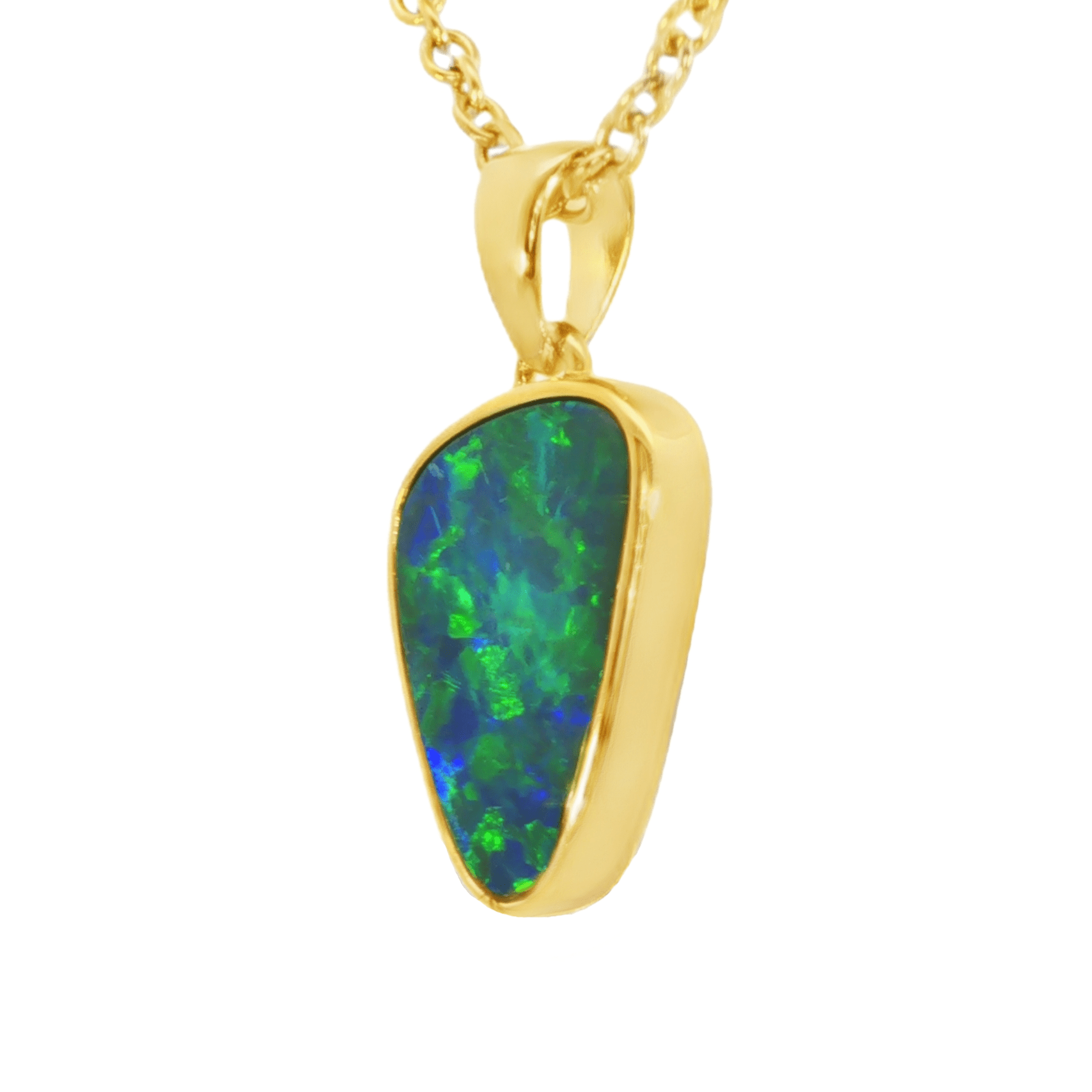 Australian Doublet Opal Pendant in Gold Plated Sterling Silver - Green-Blue - Australian Opal Cutters and Pearl Divers