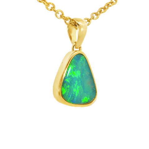 Australian Doublet Opal Pendant set in Gold Plated Sterling Silver - Multicolour - Australian Opal Cutters and Pearl Divers