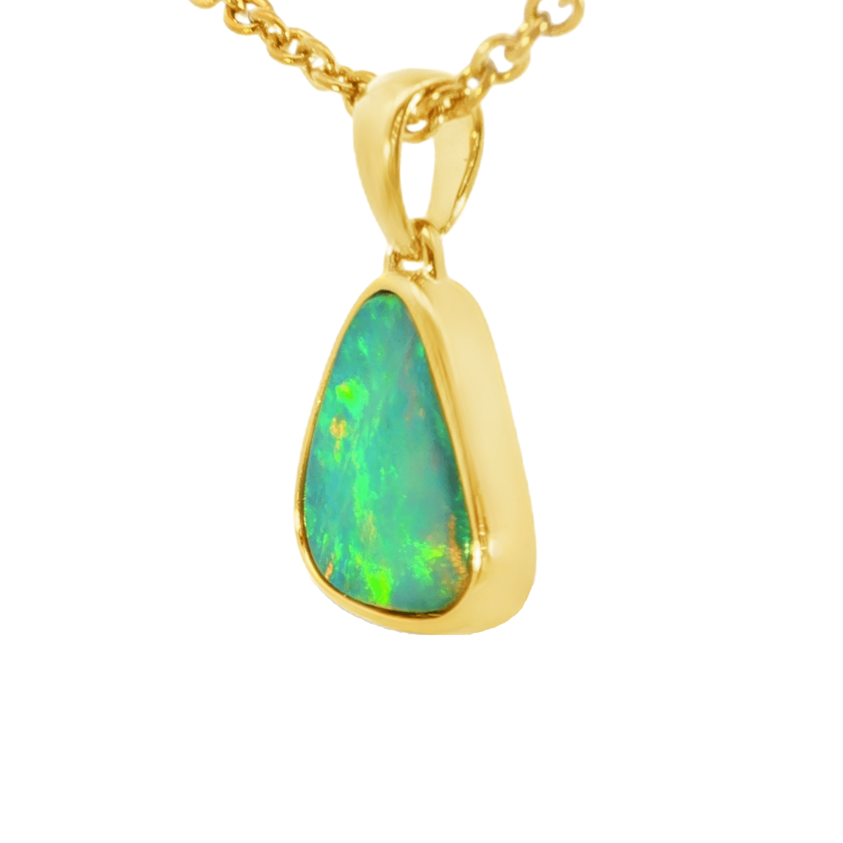 Australian Doublet Opal Pendant set in Gold Plated Sterling Silver - Multicolour - Australian Opal Cutters and Pearl Divers