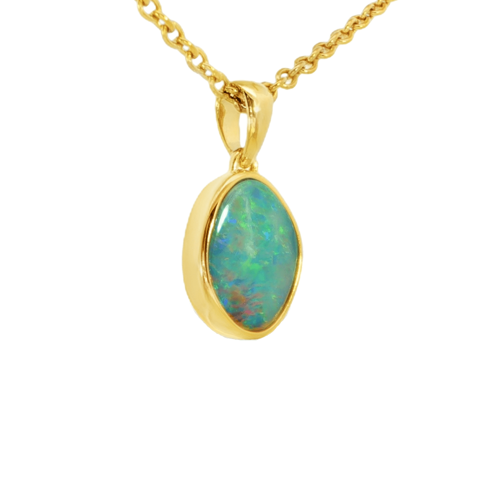 Australian Doublet Opal Pendant in Gold Plated Sterling Silver - Multicolour - Australian Opal Cutters and Pearl Divers