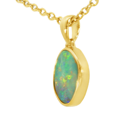 Australian Doublet Opal Pendant in Gold Plated Sterling Silver - Multicolour - Australian Opal Cutters and Pearl Divers