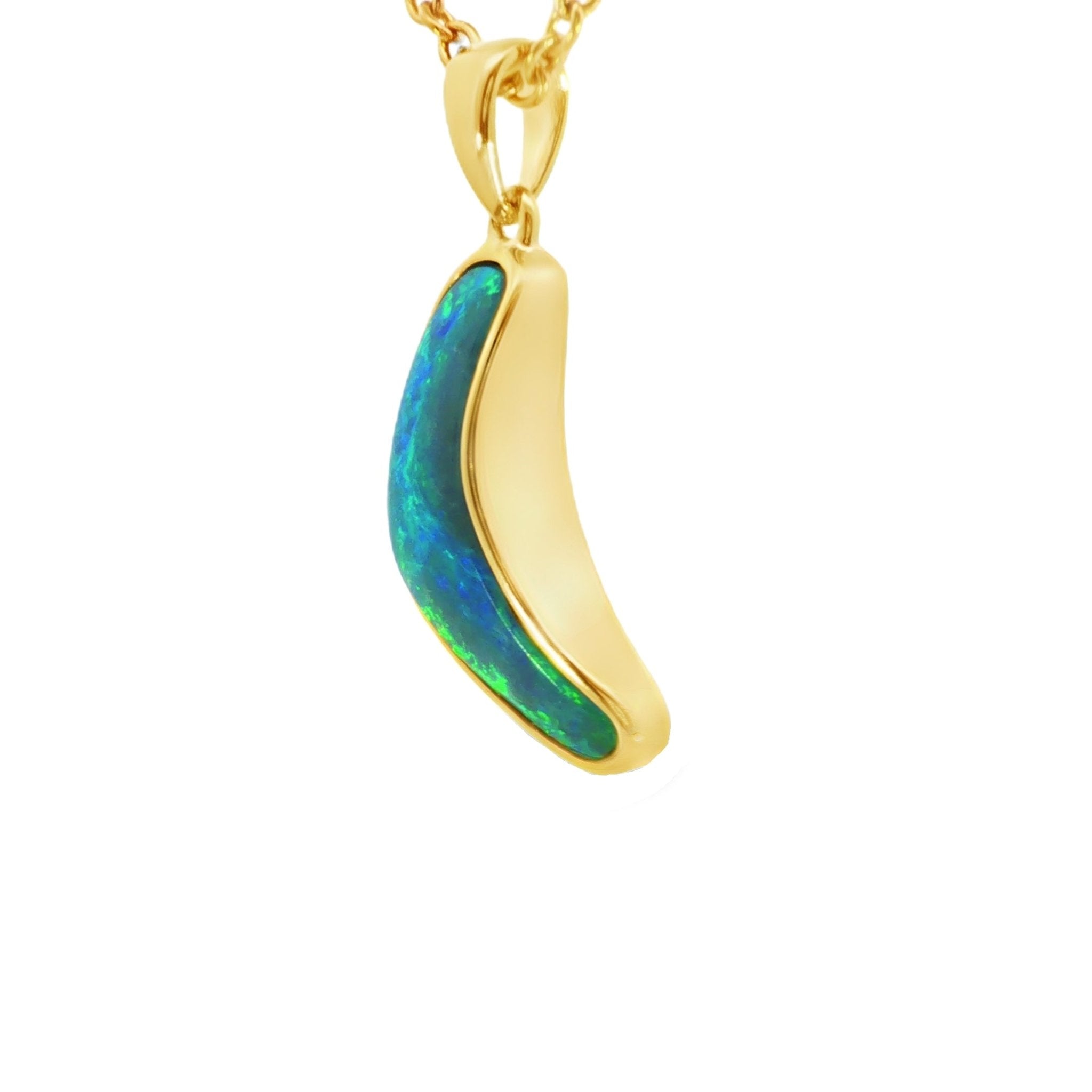 Australian Doublet Opal Pendant set in Gold Plated Sterling Silver - Green-Blue - Australian Opal Cutters and Pearl Divers
