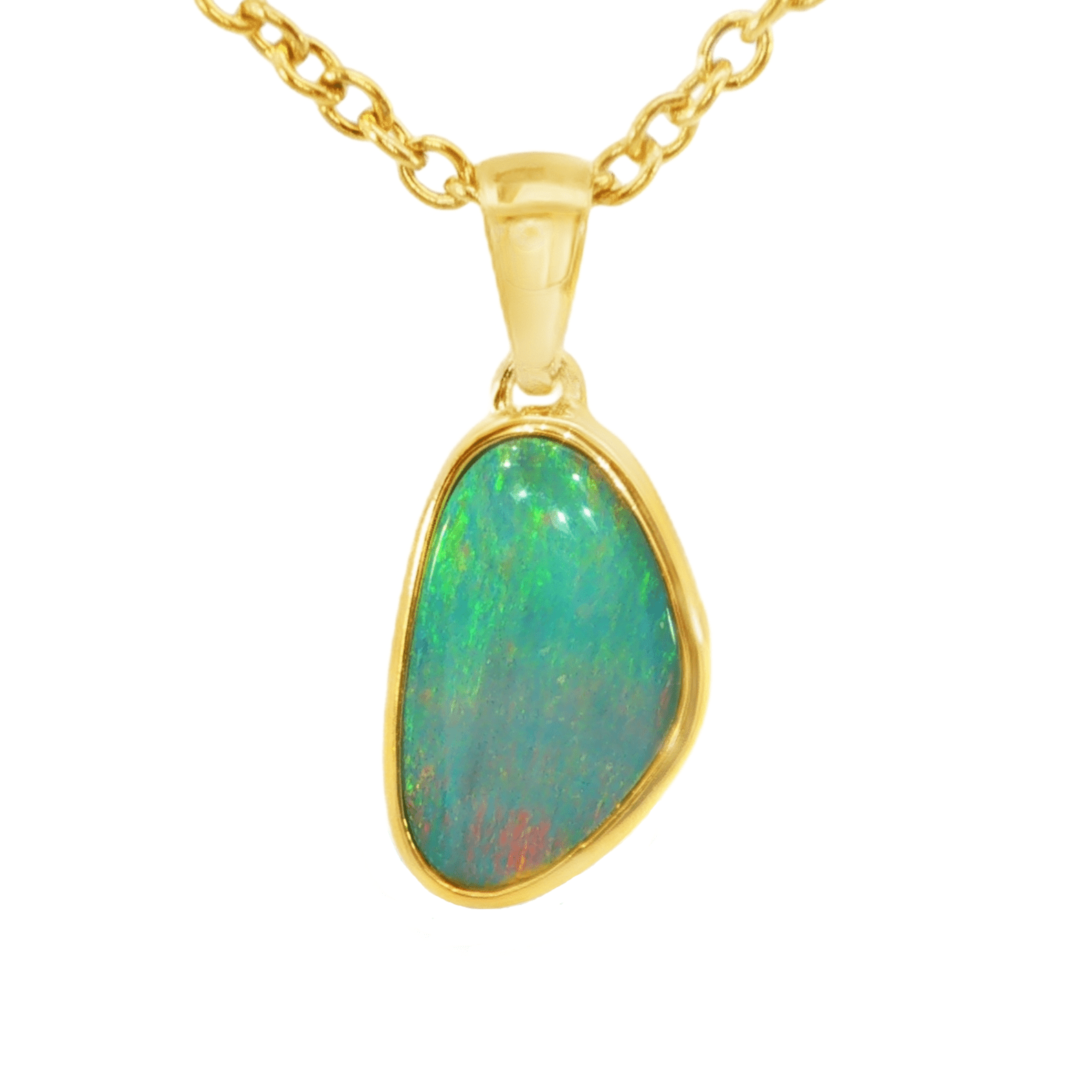Australian Doublet Opal Pendant in Gold Plated Sterling Silver - Multicolour - Australian Opal Cutters and Pearl Divers