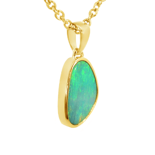 Australian Doublet Opal Pendant in Gold Plated Sterling Silver - Multicolour - Australian Opal Cutters and Pearl Divers