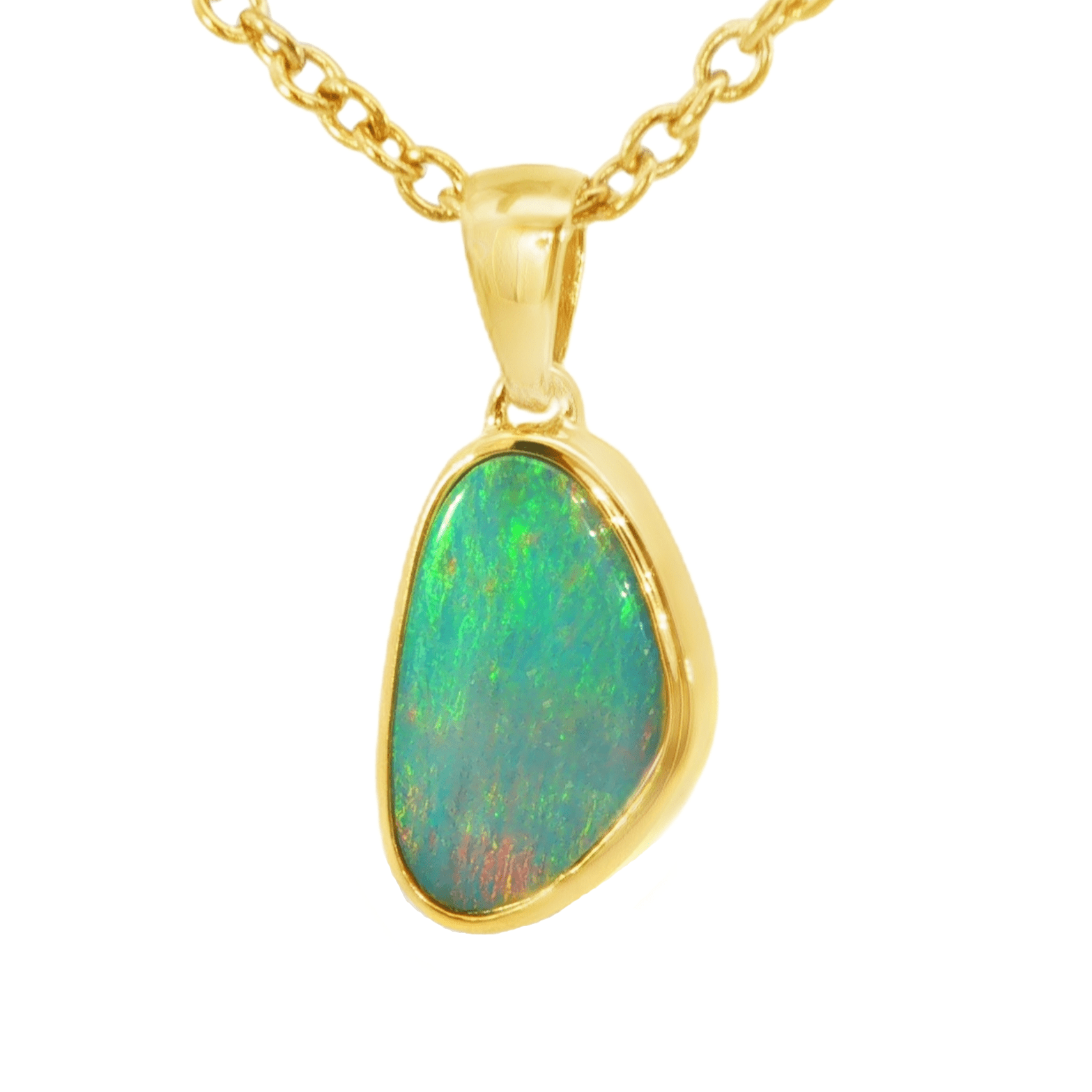 Australian Doublet Opal Pendant in Gold Plated Sterling Silver - Multicolour - Australian Opal Cutters and Pearl Divers
