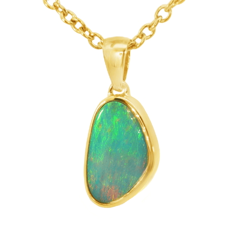 Australian Doublet Opal Pendant in Gold Plated Sterling Silver - Multicolour - Australian Opal Cutters and Pearl Divers