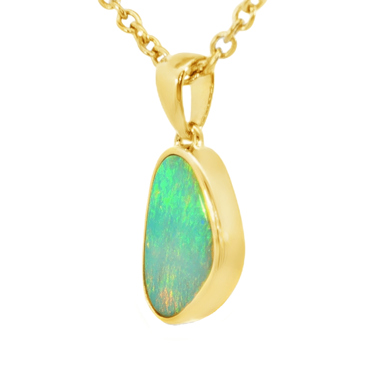 Australian Doublet Opal Pendant in Gold Plated Sterling Silver - Multicolour - Australian Opal Cutters and Pearl Divers