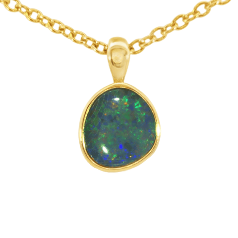 Australian Doublet Opal Pendant in Gold Plated Sterling Silver - Multicolour - Australian Opal Cutters and Pearl Divers