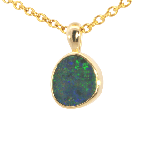 Australian Doublet Opal Pendant in Gold Plated Sterling Silver - Multicolour - Australian Opal Cutters and Pearl Divers